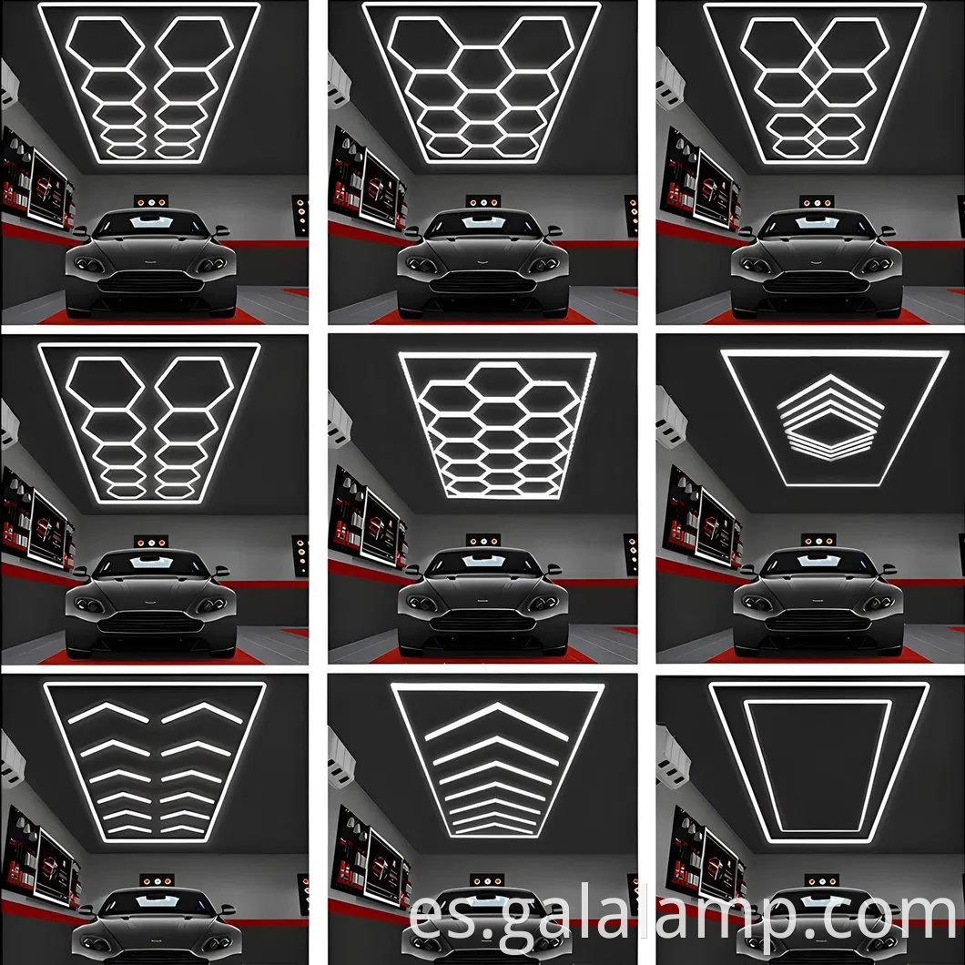 Sistema de cuadrícula de iluminación de garaje LED hexagonal para iluminación superior